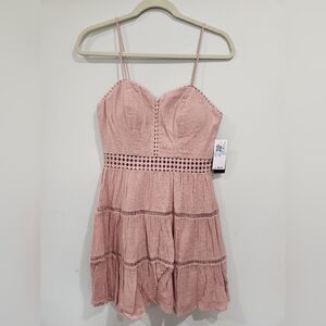 NWT Pink Sleeveless Dress with Crochet Details
